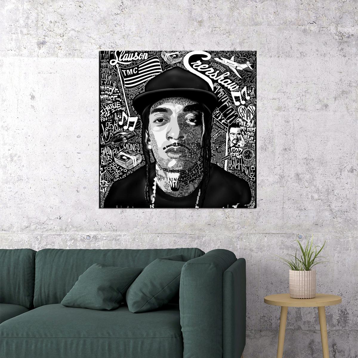 Nipsey Hussle Album Cover Art Rap Hip-hop Music Poster Wall Print - xonomax