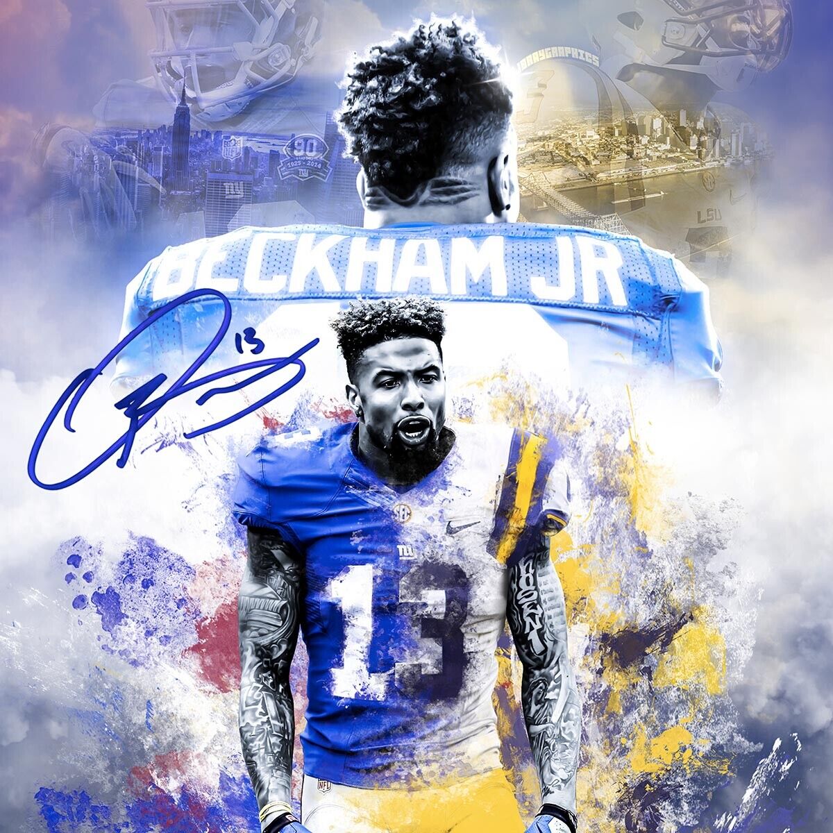 Odell Beckham Jr. Poster Nfl Football Player Wall Art Motivational Sports Print