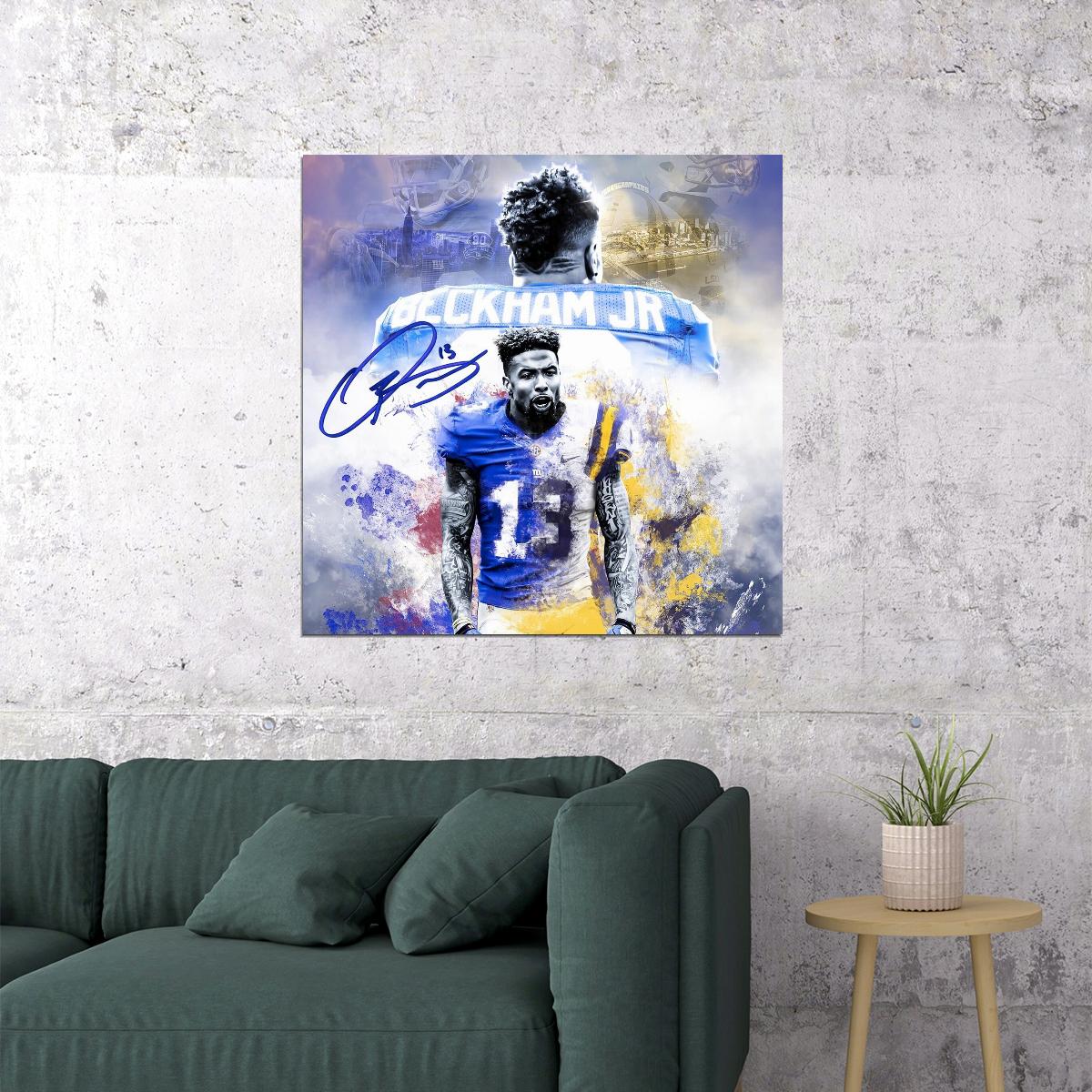 Odell Beckham Jr. Poster Nfl Football Player Wall Art Motivational Sports Print