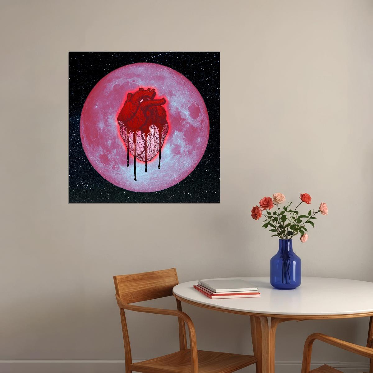 Chris Brown Heartbreak On Full Moon Album Cover Art R&b Music Poster Singer Music Print - xonomax