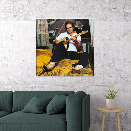 Merle Haggard Big City Album Cover Art Music Poster Country Legend Wall Print - xonomax