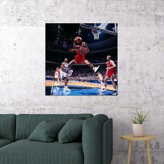 Dennis Rodman Basketball Poster Nba Legend Wall Art Chicago Bulls Sports Print - xonomax
