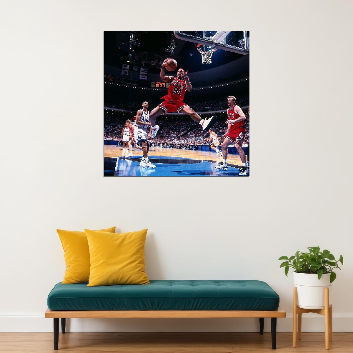 Dennis Rodman Basketball Poster Nba Legend Wall Art Chicago Bulls Sports Print - xonomax