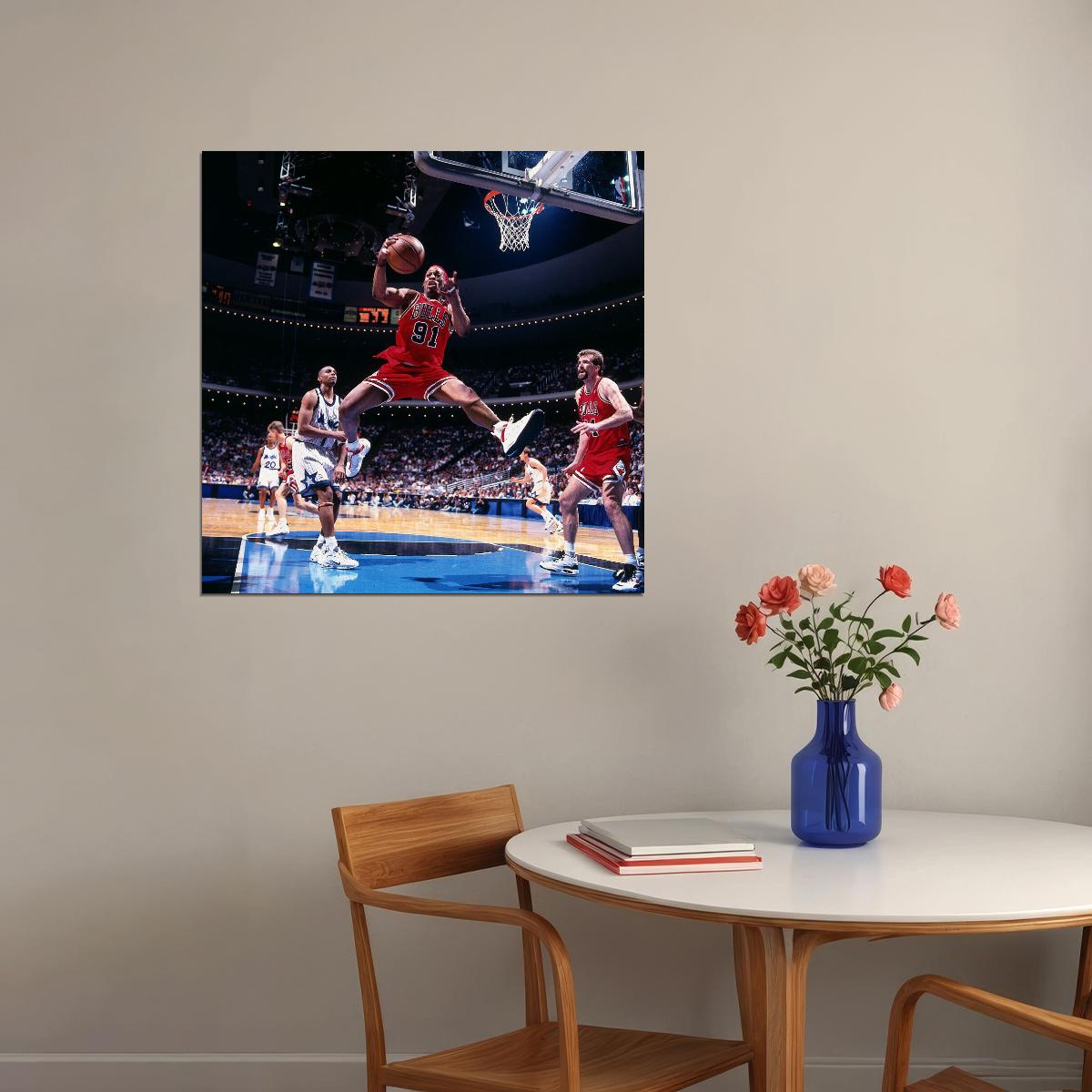 Dennis Rodman Basketball Poster Nba Legend Wall Art Chicago Bulls Sports Print - xonomax