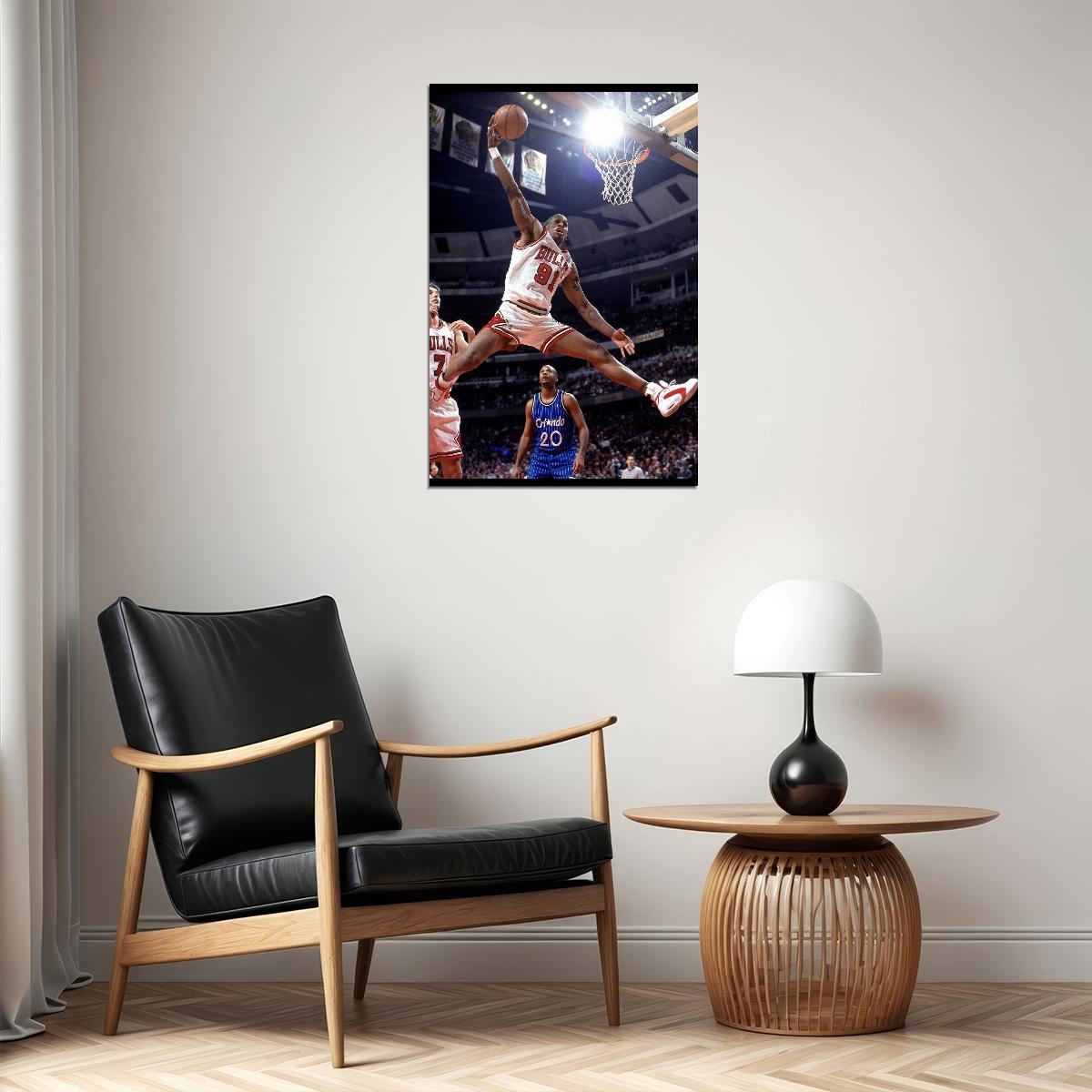 Dennis Rodman Basketball Poster Nba Legend Wall Art Chicago Bulls Sports Print - xonomax