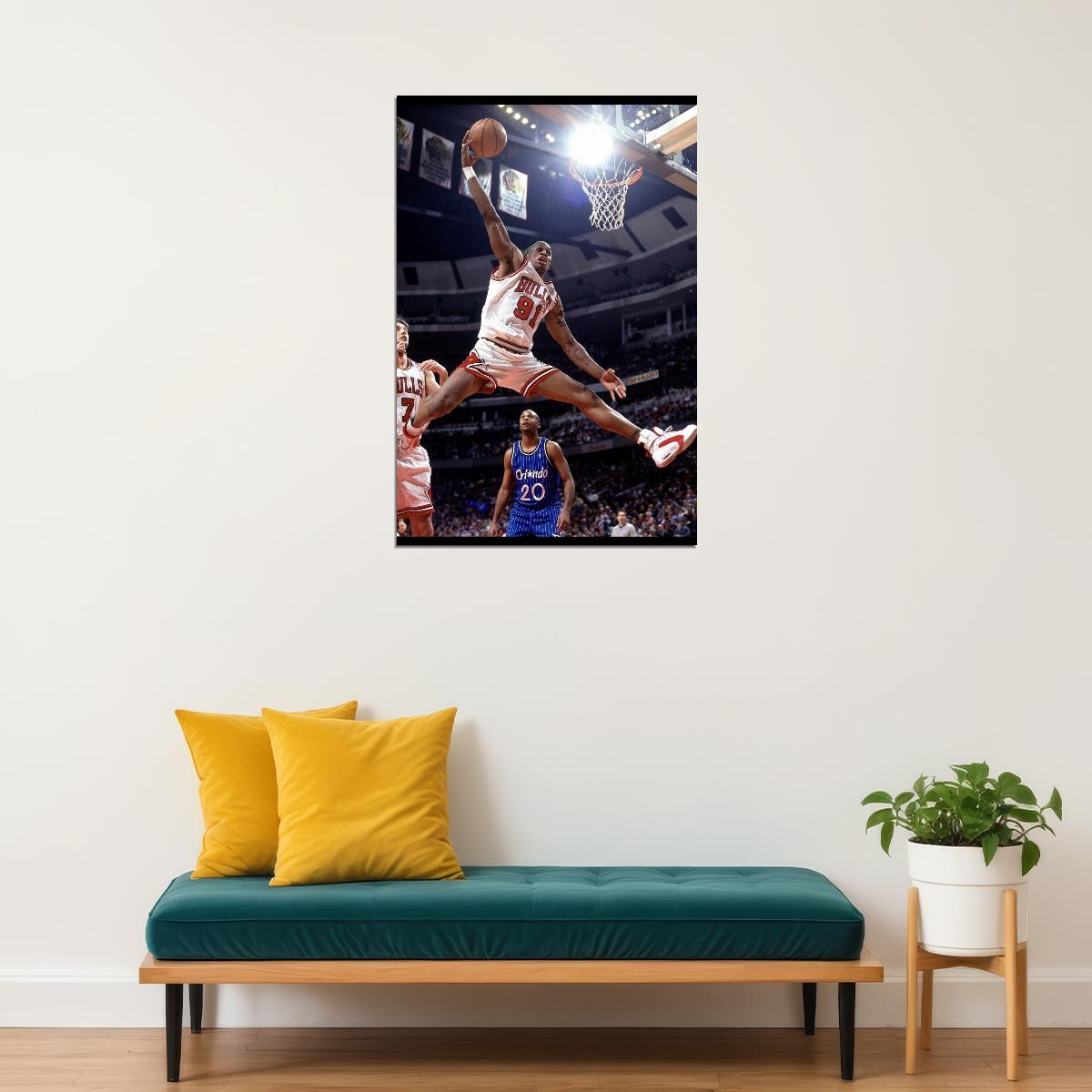 Dennis Rodman Basketball Poster Nba Legend Wall Art Chicago Bulls Sports Print - xonomax