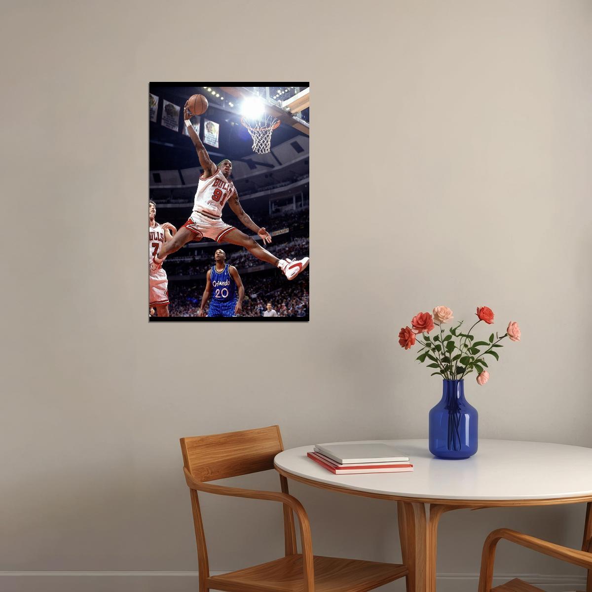 Dennis Rodman Basketball Poster Nba Legend Wall Art Chicago Bulls Sports Print - xonomax