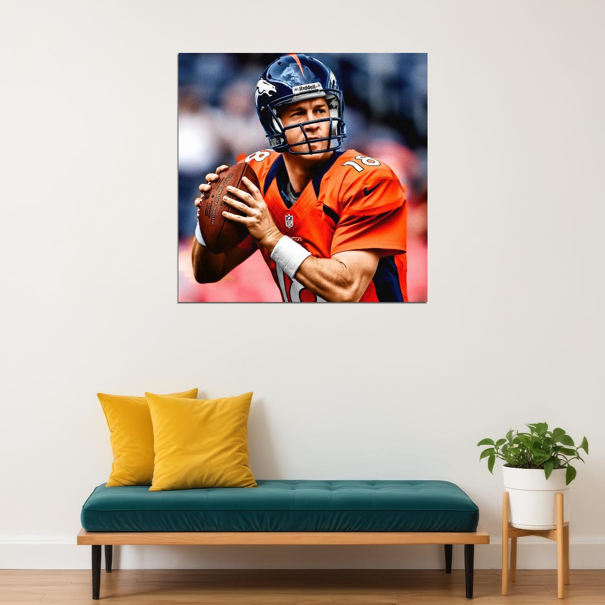 Peyton Manning Denver Broncos Football Poster Nfl Quarterback Wall Art Sports Print - xonomax