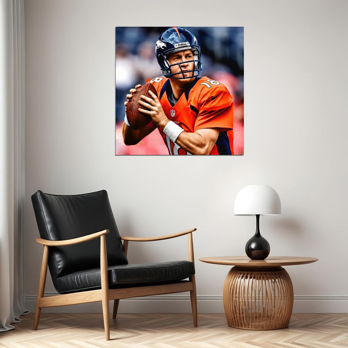 Peyton Manning Denver Broncos Football Poster Nfl Quarterback Wall Art Sports Print - xonomax