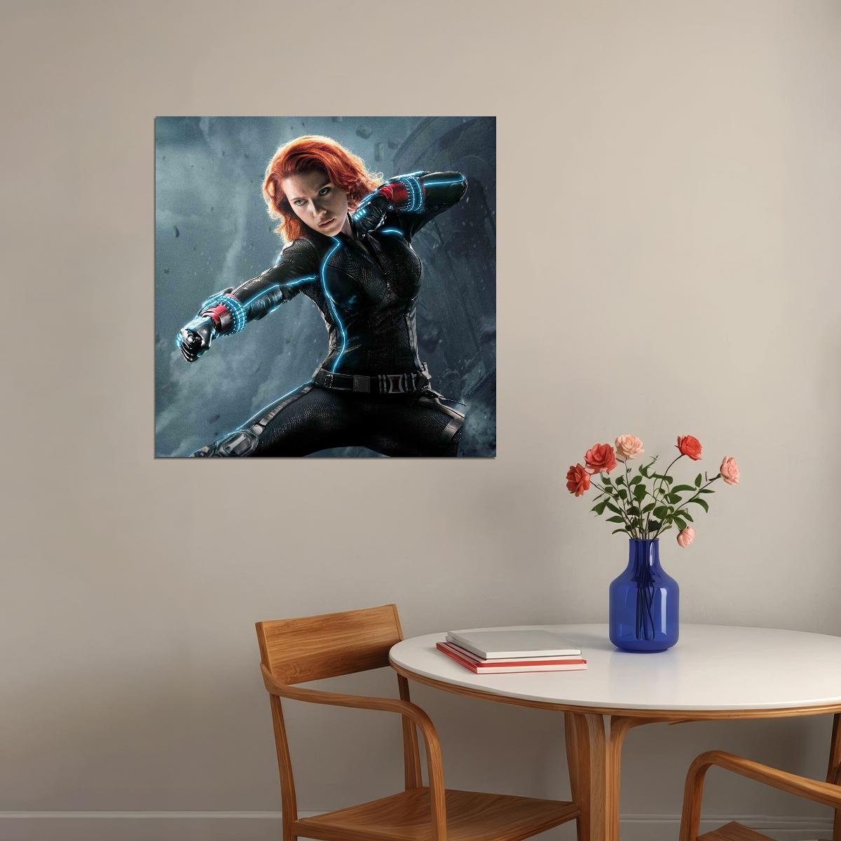 Scarlett Johansson Black Widow Movie Poster Iconic Marvel Superhero Wall Print - xonomax