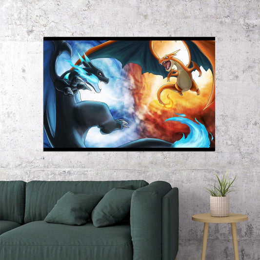 Pokemon Mega Charizard Z Video Game Poster Nintendo Gamer Wall Print - xonomax