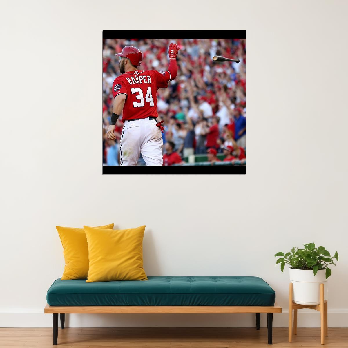 Bryce Harper Baseball Poster Mlb Player Wall Art Philadelphia Phillies Sports Print - xonomax