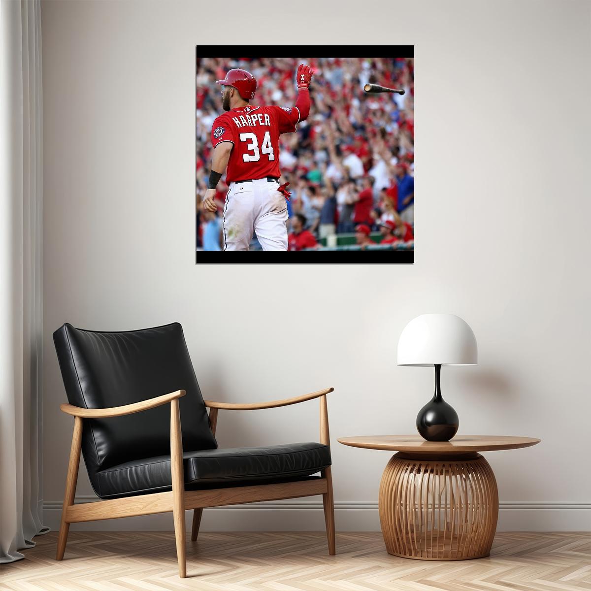 Bryce Harper Baseball Poster Mlb Player Wall Art Philadelphia Phillies Sports Print - xonomax