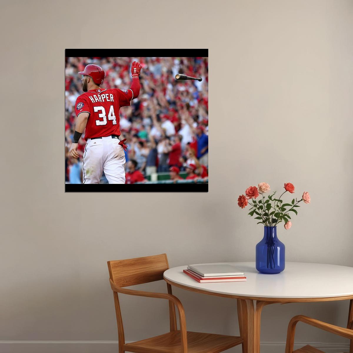 Bryce Harper Baseball Poster Mlb Player Wall Art Philadelphia Phillies Sports Print - xonomax