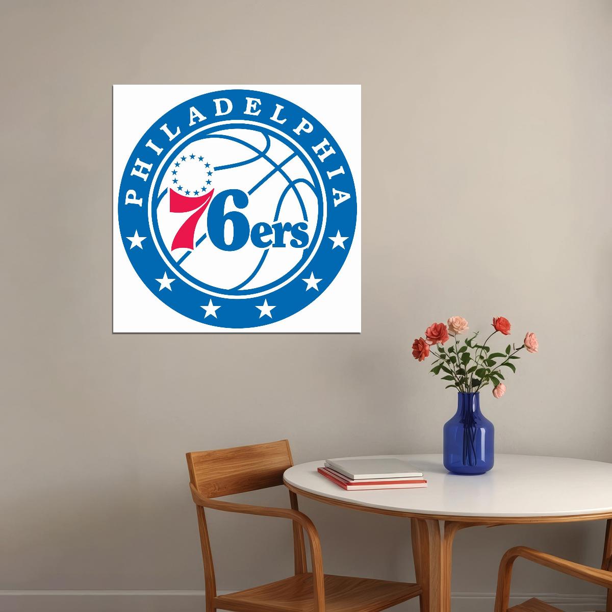 Philadelphia 76ers Logo Poster Nba Basketball Team Wall Art - xonomax