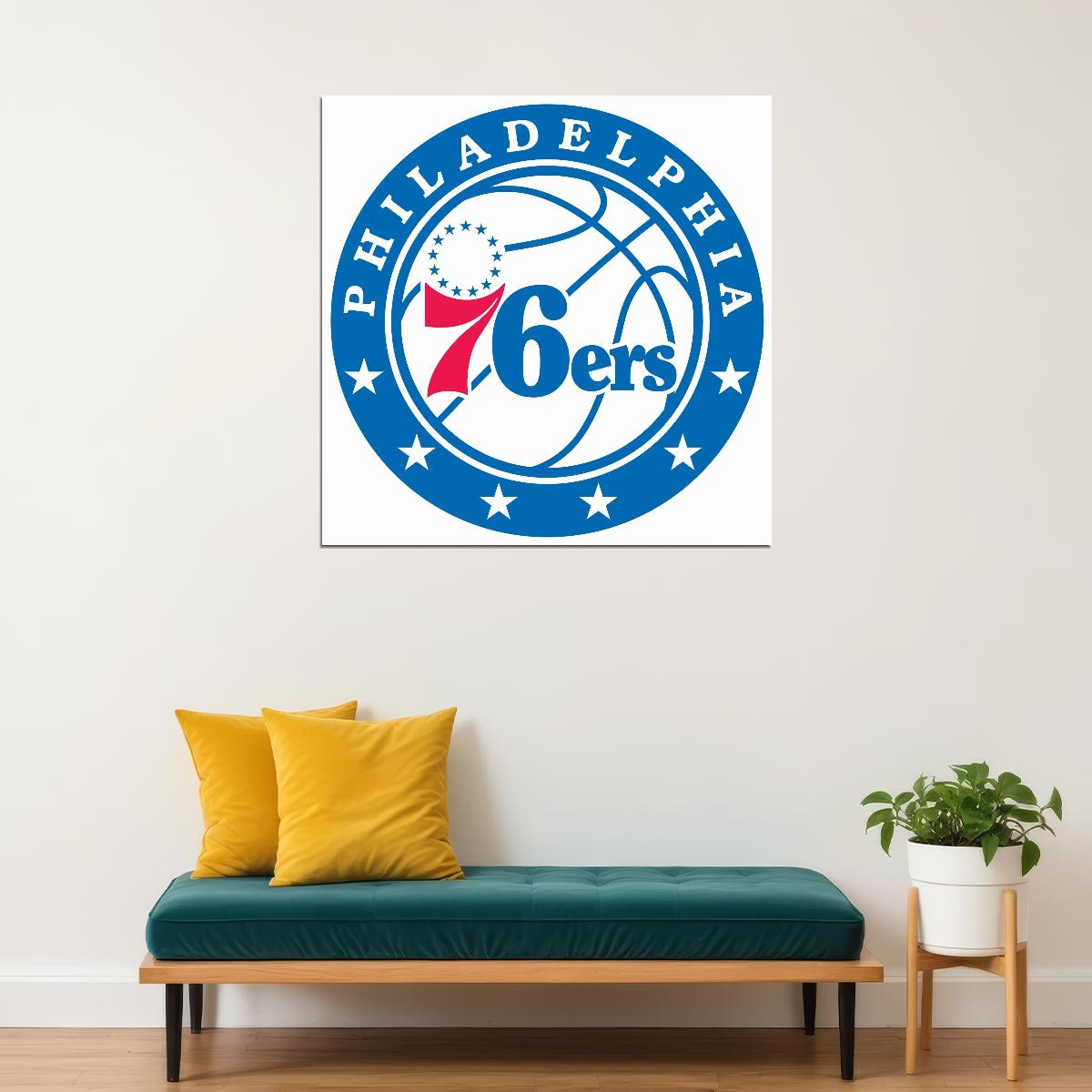Philadelphia 76ers Logo Poster Nba Basketball Team Wall Art - xonomax