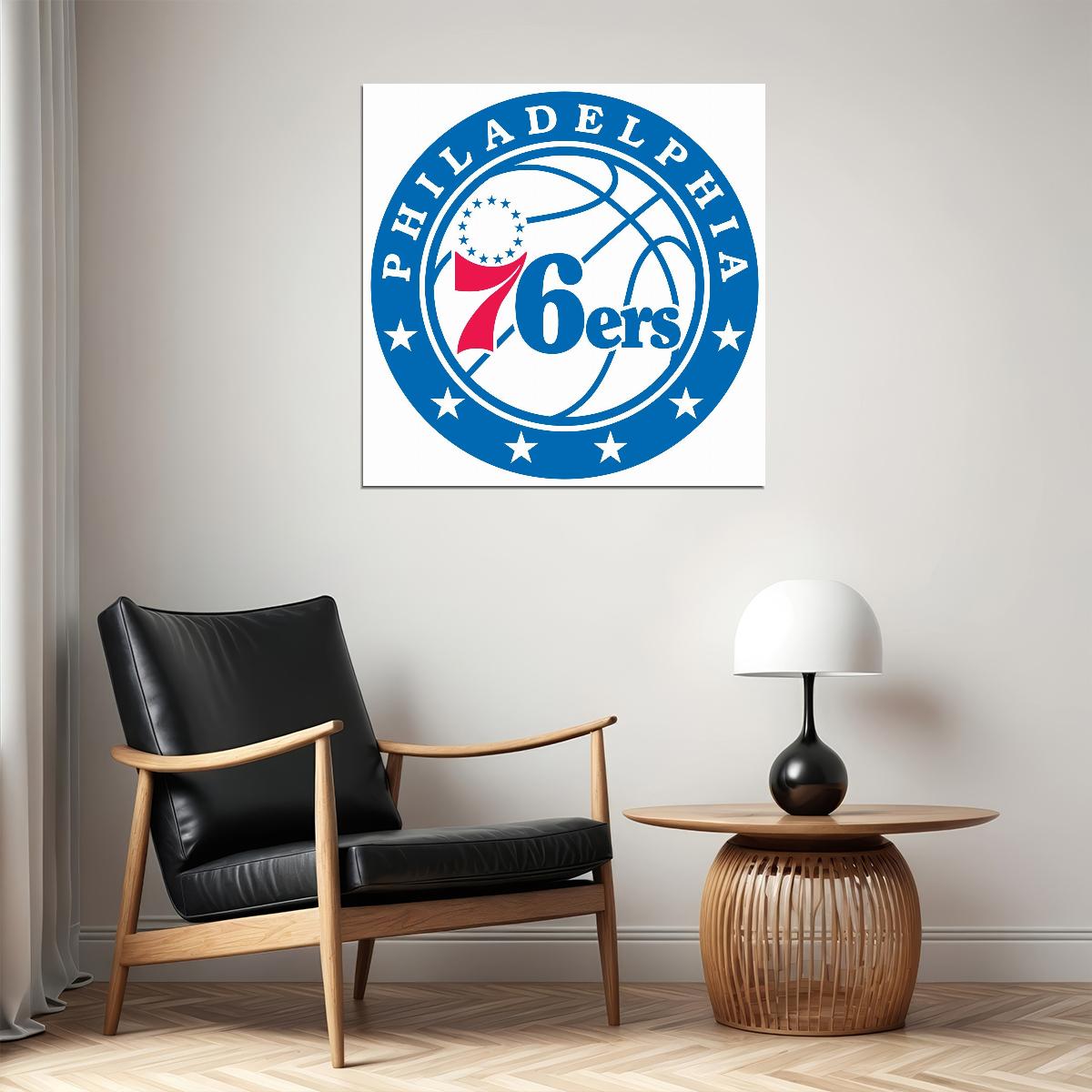 Philadelphia 76ers Logo Poster Nba Basketball Team Wall Art - xonomax