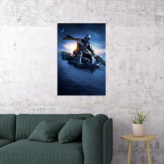 The Mandalorian Tv Series Poster Iconic Star Wars Sci-fi Art Print - xonomax