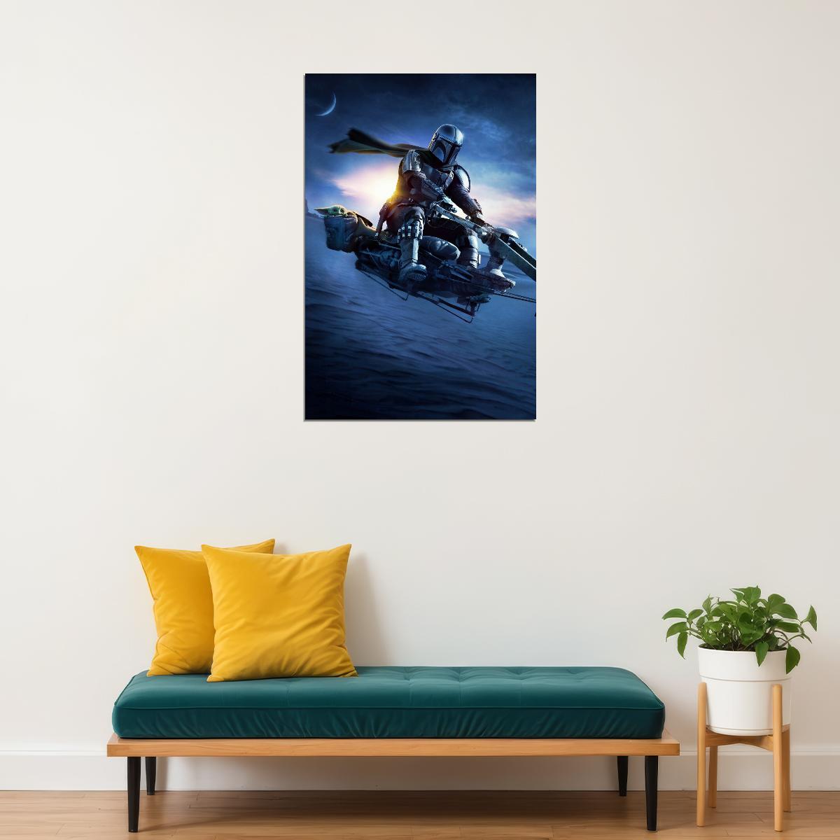 The Mandalorian Tv Series Poster Iconic Star Wars Sci-fi Art Print - xonomax