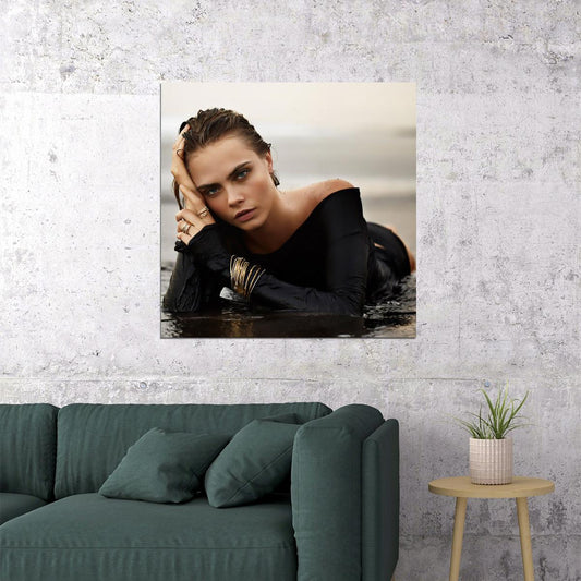 Super Model Cara Delevingne Fashion Poster Iconic Supermodel Wall Art - xonomax