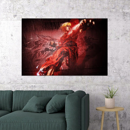 Street Fighter Ken Fighting Video Game Poster Gamer Wall Art - xonomax