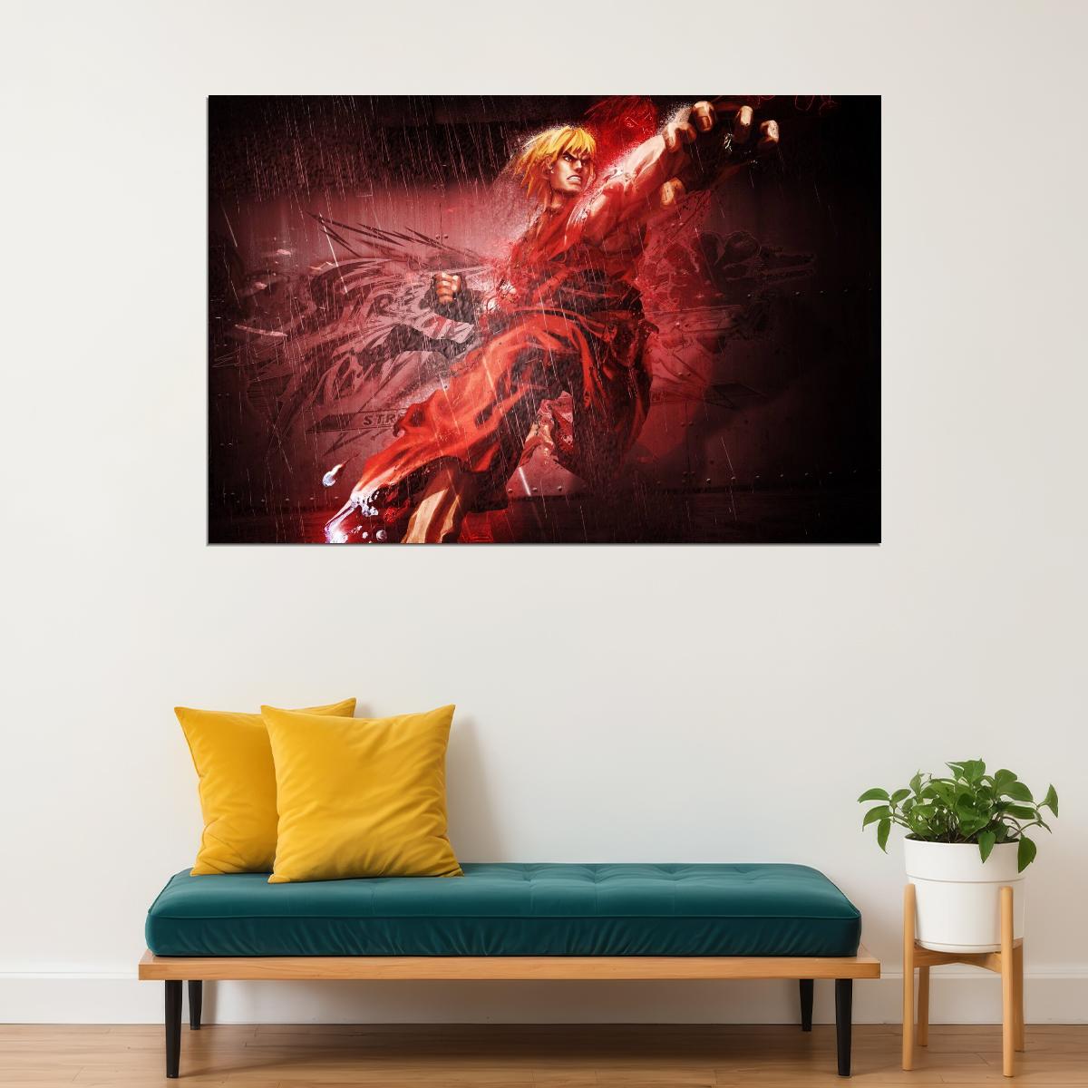 Street Fighter Ken Fighting Video Game Poster Gamer Wall Art - xonomax