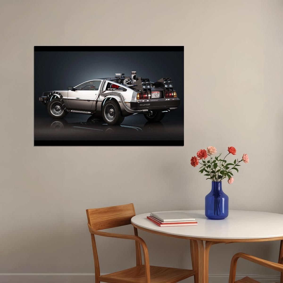 Back To The Future Delorean Poster Sci-fi Movie Wall Art Time Machine Print - xonomax