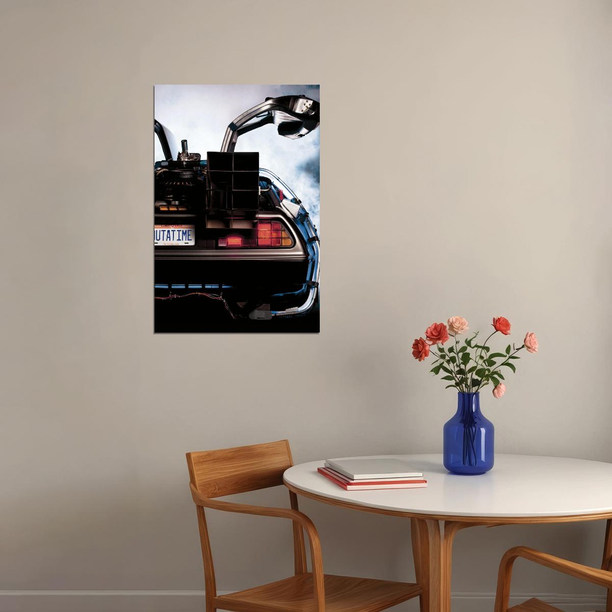 Back To The Future Delorean Poster Sci-fi Movie Wall Art Time Machine Print - xonomax