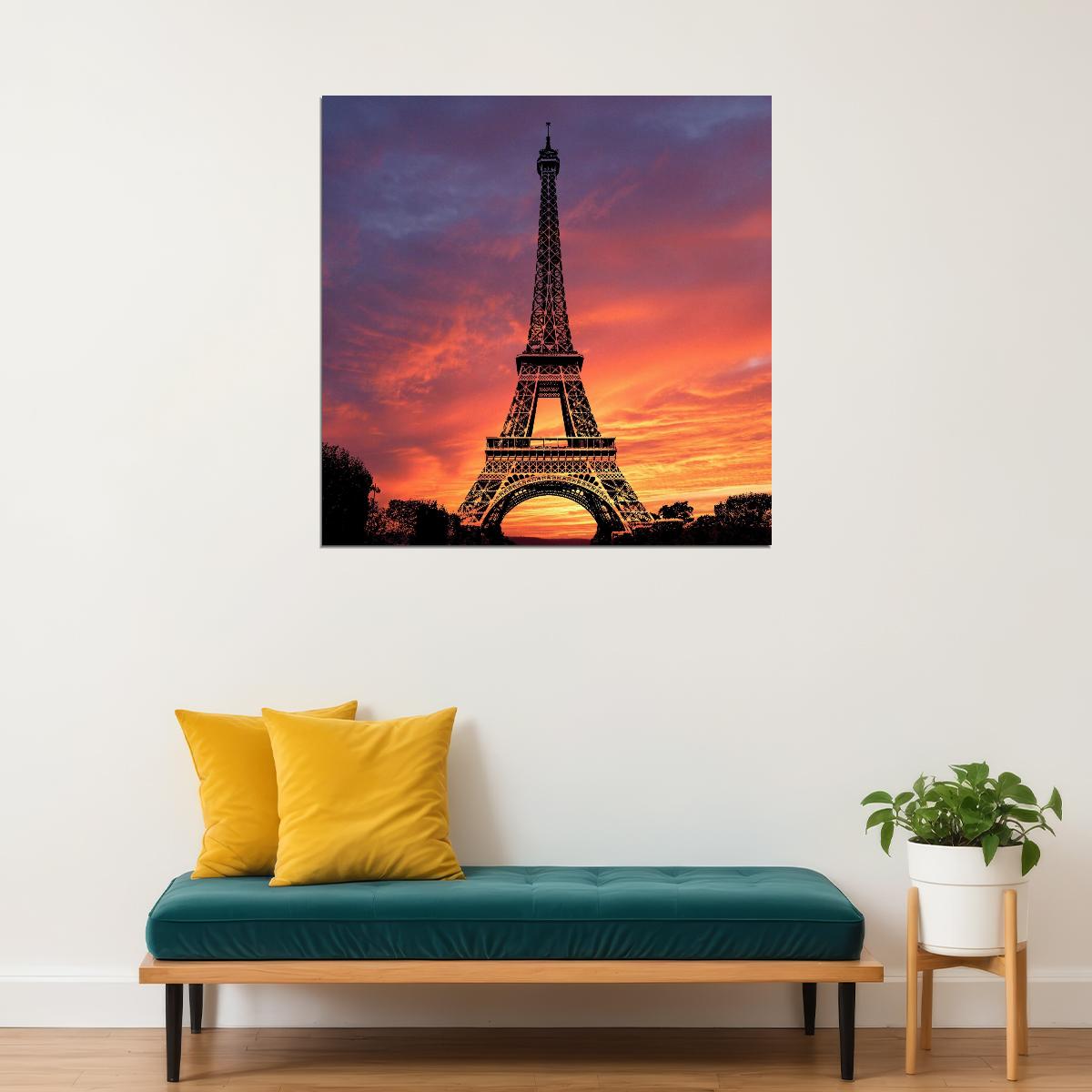 Eiffel Tower Poster Paris Landmark Wall Art Travel Photography Print - xonomax