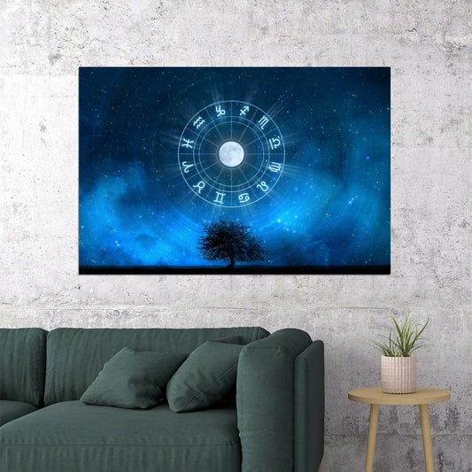 Horoscope Zodiac Sign Poster Astrology Wall Art Celestial Spiritual Print - xonomax