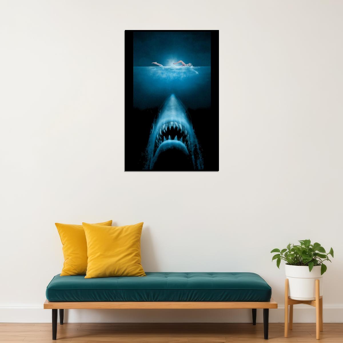 Jaws Shark Movie Poster Classic Horror Film Wall Art