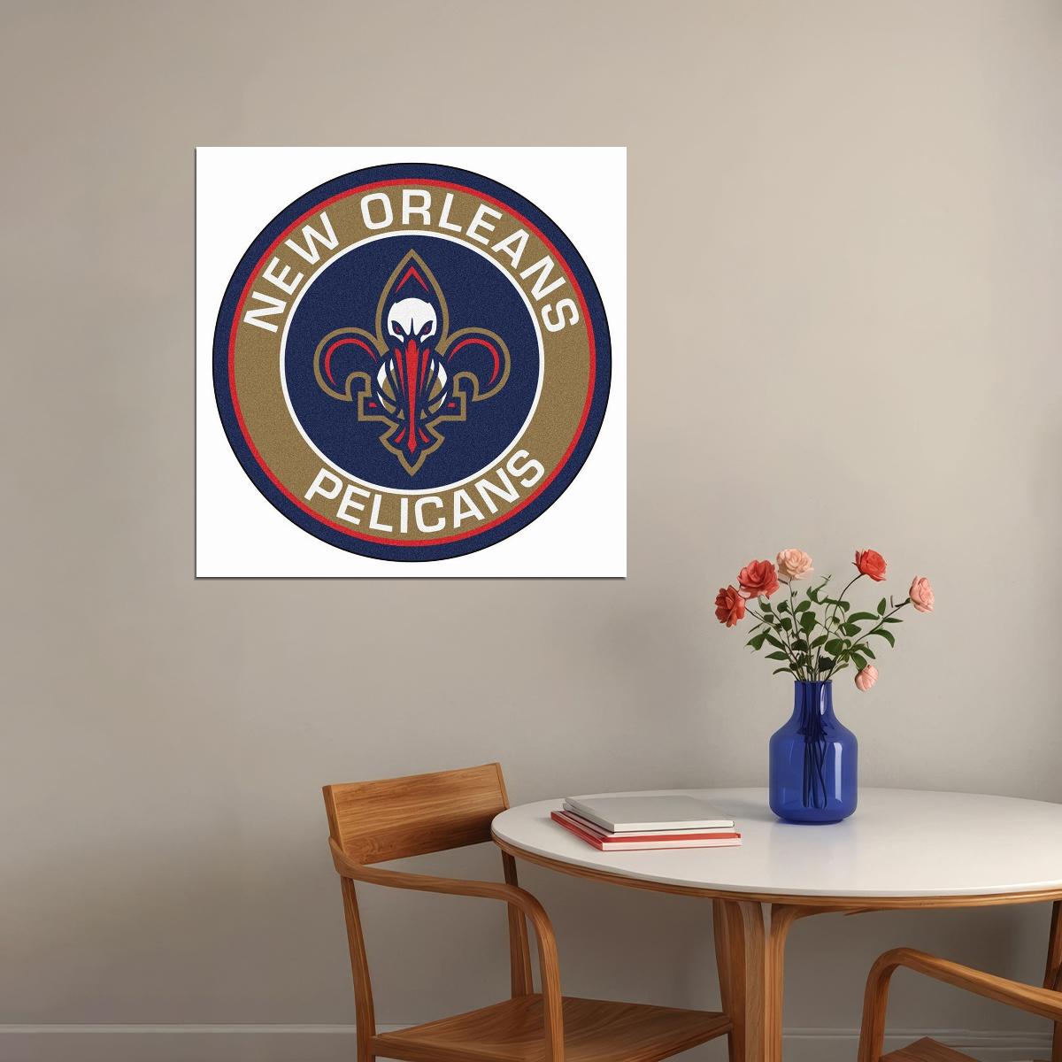 New Orleans Pelicans Logo Poster Nba Team Wall Art - xonomax