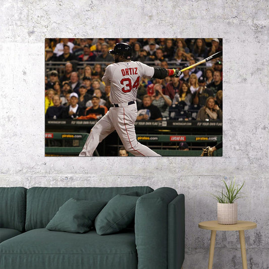 David Ortiz Big Papi Baseball Poster Mlb Legend Wall Art Boston Red Sox Sports Print - xonomax