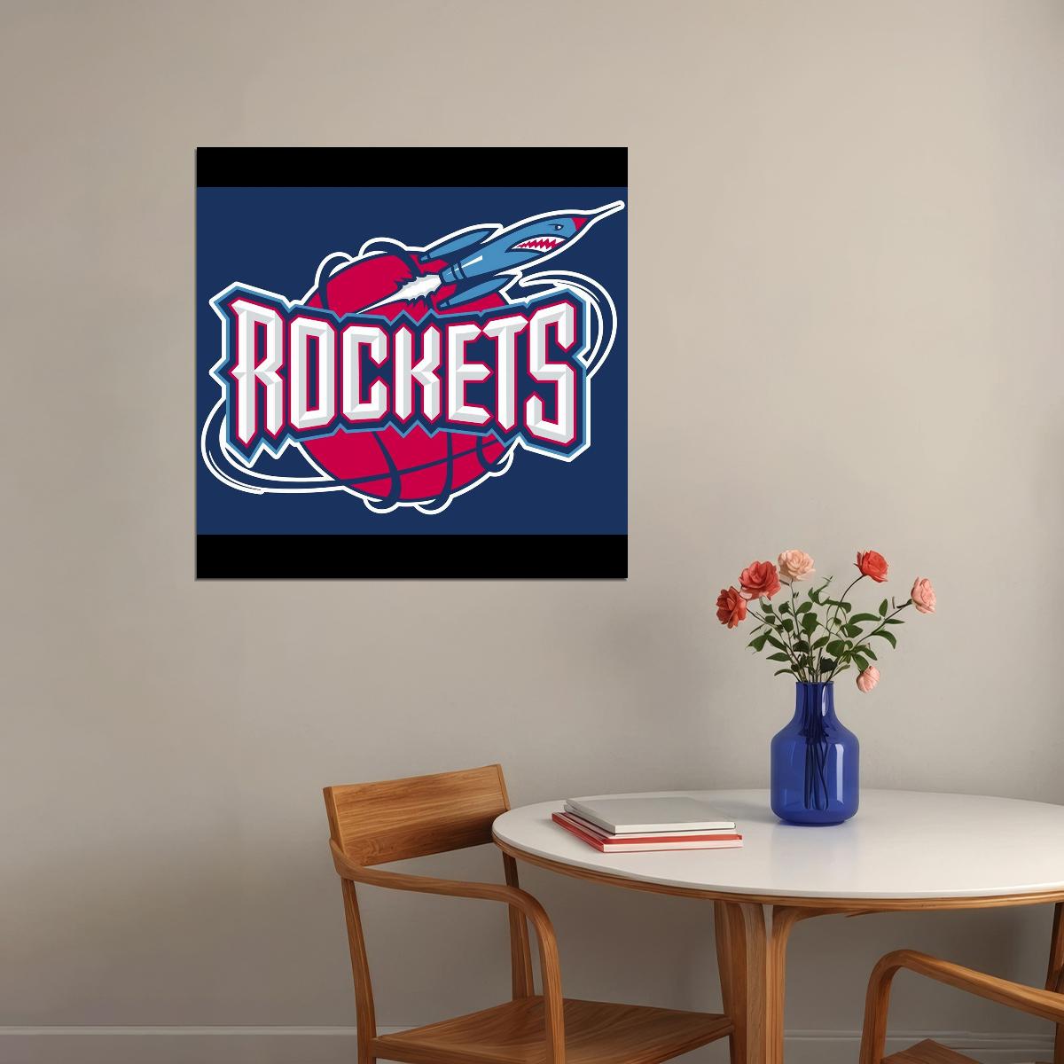 Houston Rockets Logo Poster Nba Team Basketball Wall Art