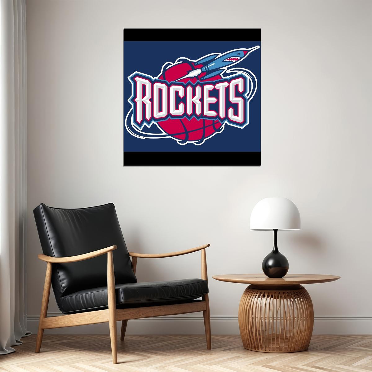 Houston Rockets Logo Poster Nba Team Basketball Wall Art