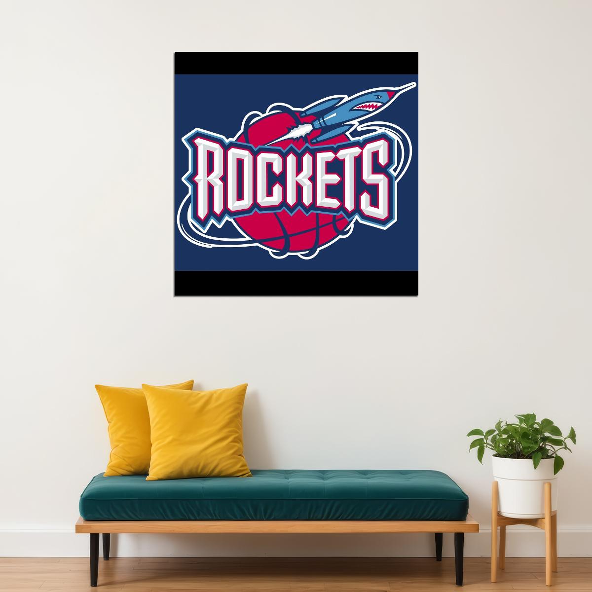 Houston Rockets Logo Poster Nba Team Basketball Wall Art