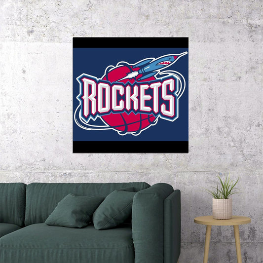 Houston Rockets Logo Poster Nba Team Basketball Wall Art - xonomax