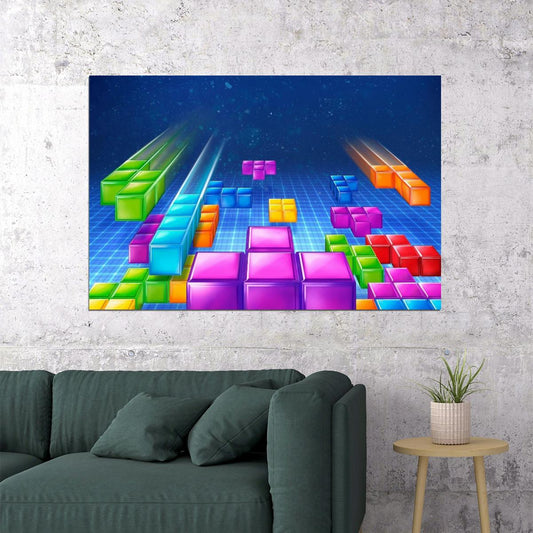 Tetris Video Game Poster Iconic Retro 80s 90s Game Wall Art - xonomax