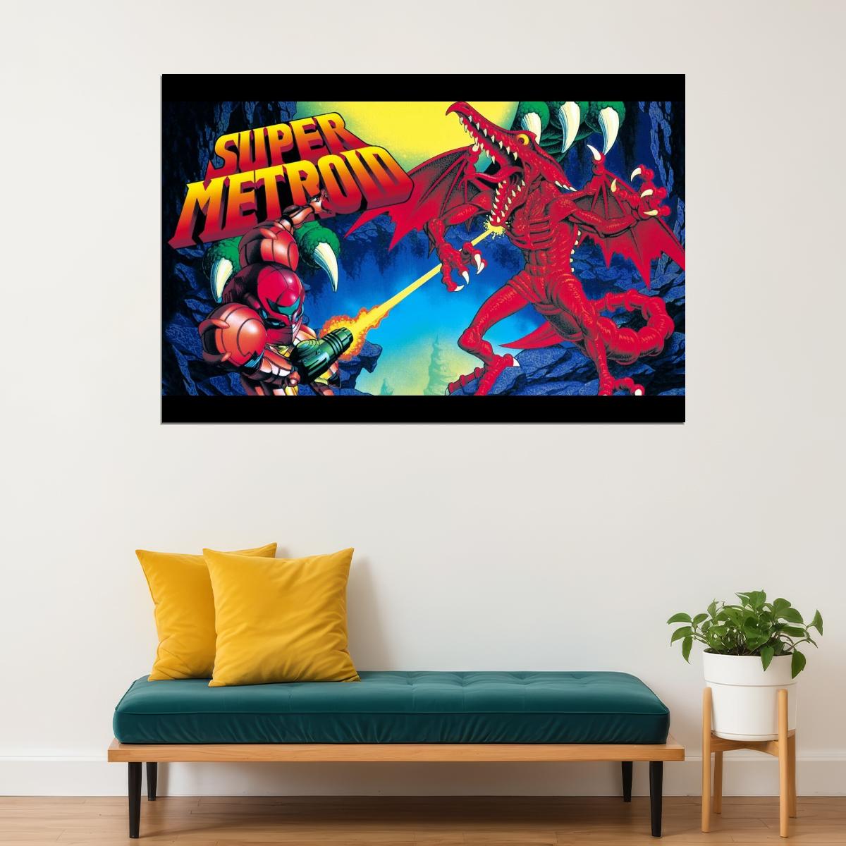 Super Metroid Nintendo Video Game Poster Iconic Retro Sci-fi Wall Art - xonomax