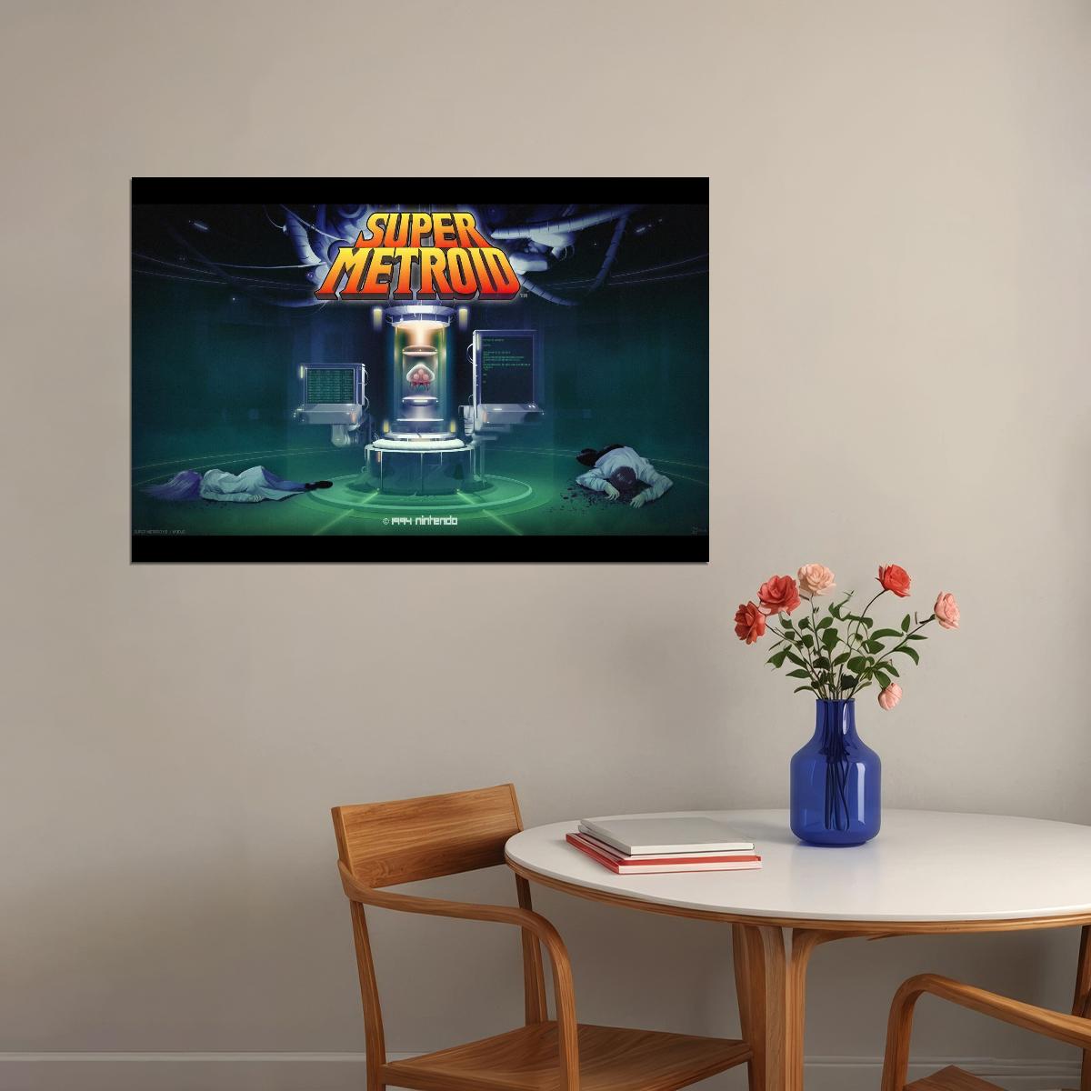 Super Metroid Nintendo Video Game Poster Iconic Retro Sci-fi Wall Art - xonomax