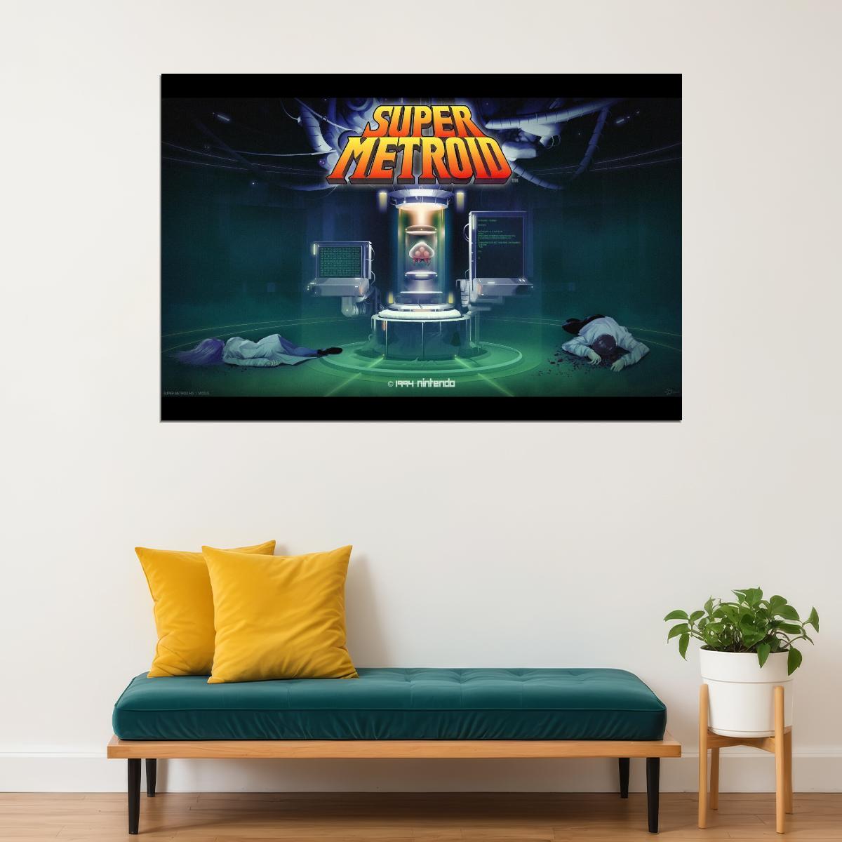 Super Metroid Nintendo Video Game Poster Iconic Retro Sci-fi Wall Art - xonomax