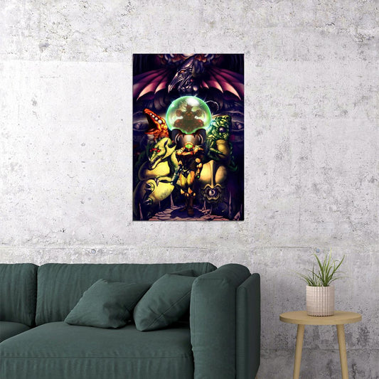 Super Metroid Nintendo Video Game Poster Iconic Retro Sci-fi Wall Art - xonomax