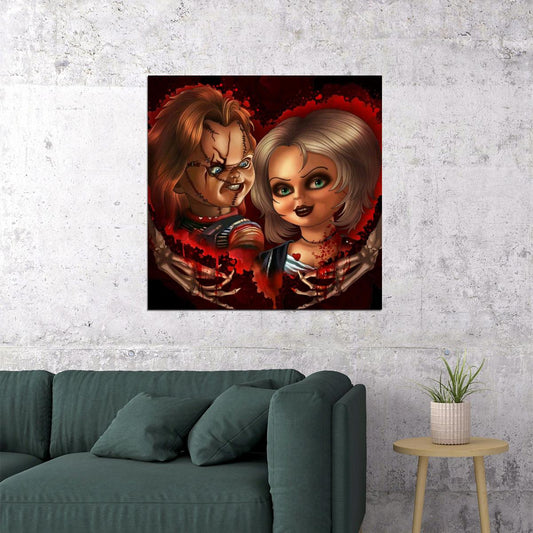 Chucky & Tiffany Movie Poster Horror Film Wall Art Cult Classic Print - xonomax