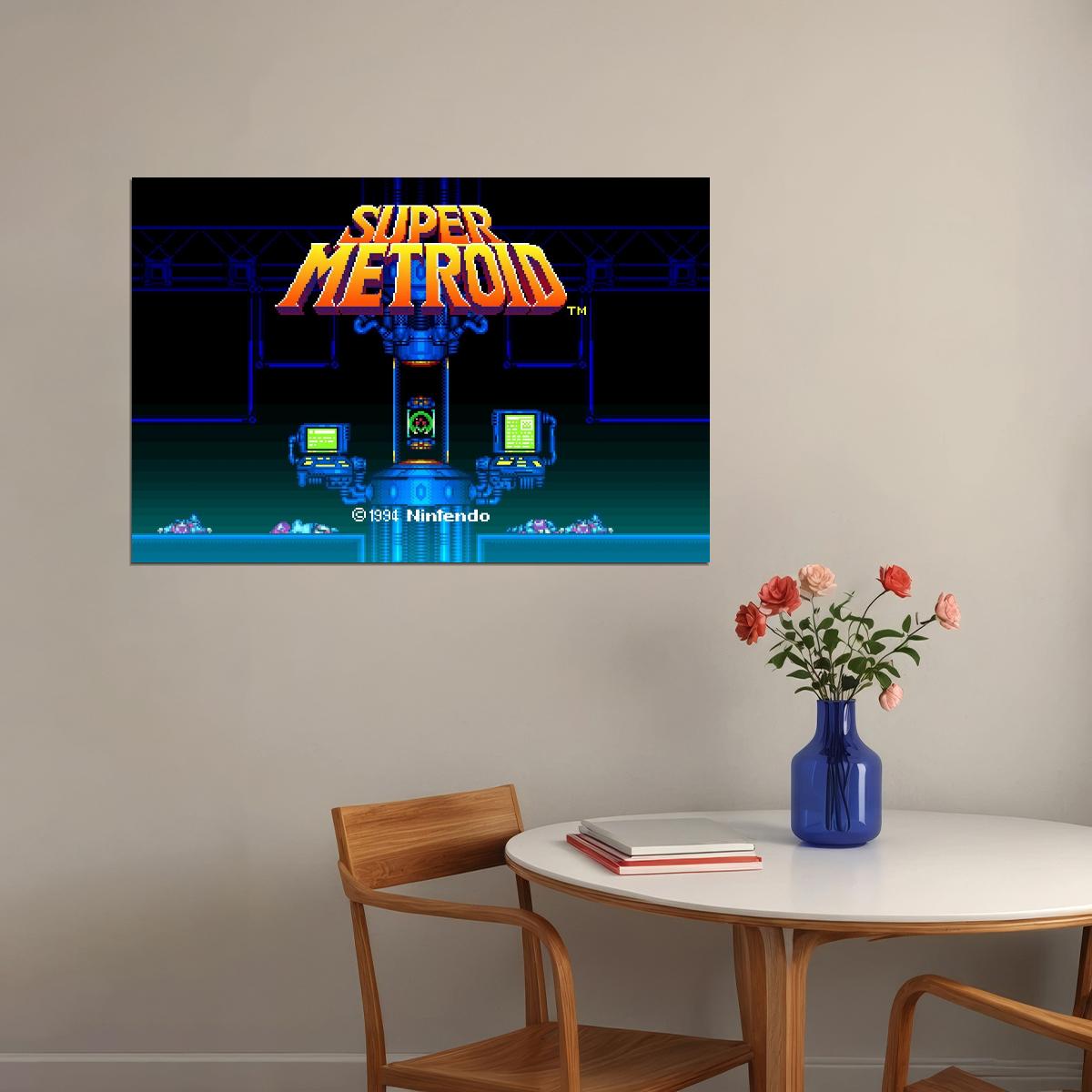 Super Metroid Nintendo Video Game Poster Iconic Retro Sci-fi Wall Art - xonomax
