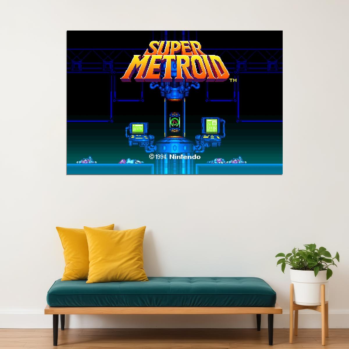 Super Metroid Nintendo Video Game Poster Iconic Retro Sci-fi Wall Art - xonomax