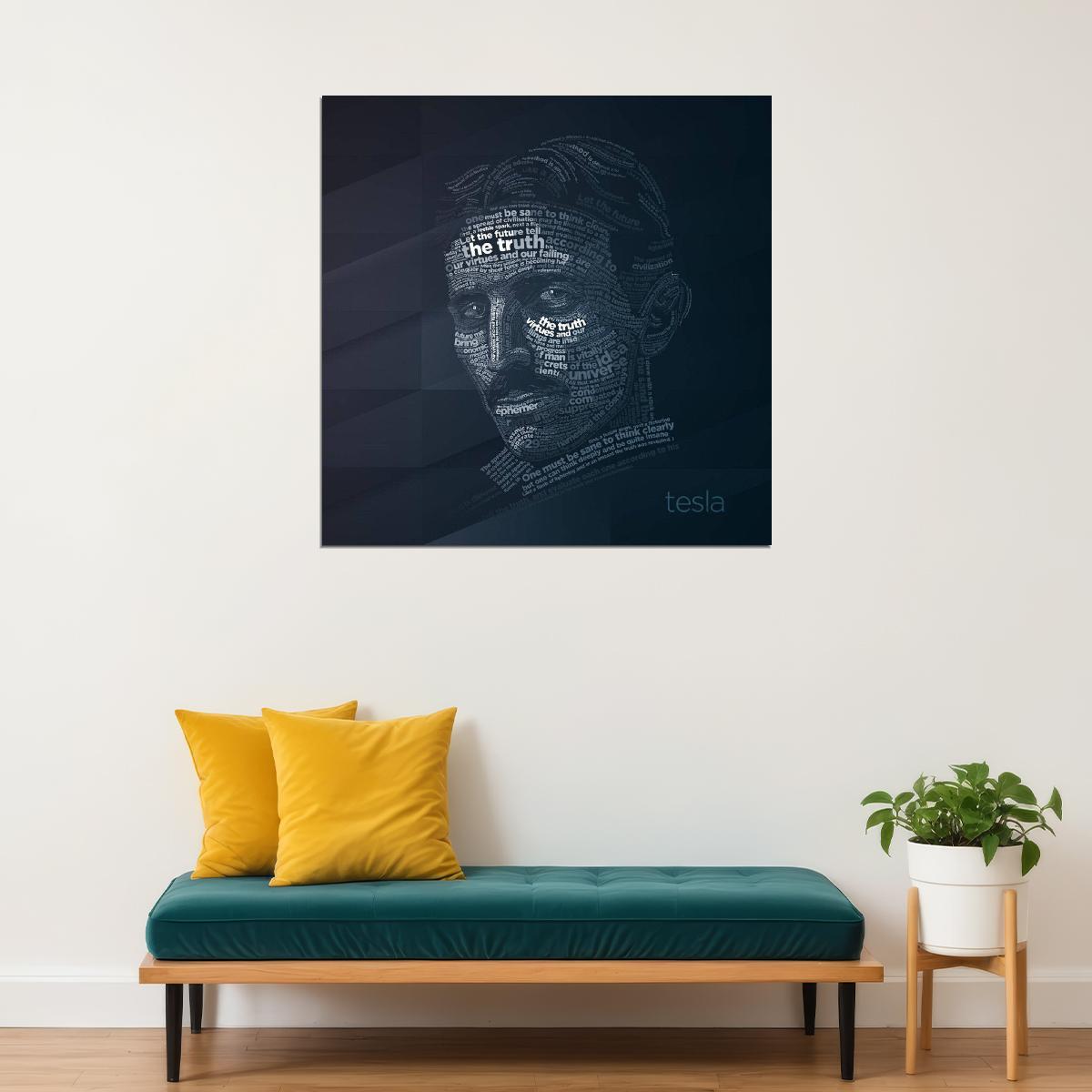 Nikola Tesla Inspirational Poster Famous Inventor Motivational Wall Art