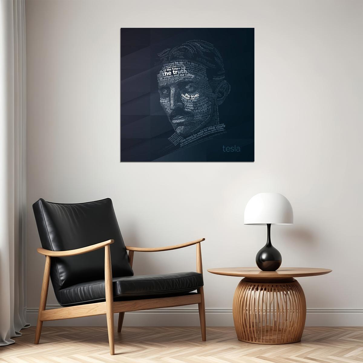 Nikola Tesla Inspirational Poster Famous Inventor Motivational Wall Art