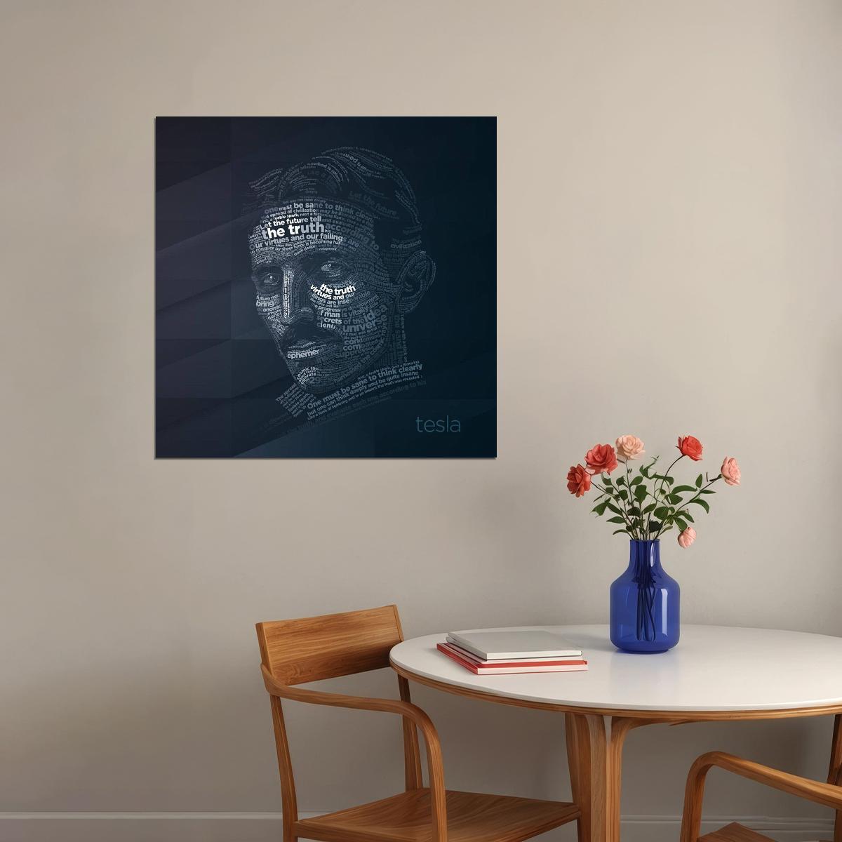 Nikola Tesla Inspirational Poster Famous Inventor Motivational Wall Art