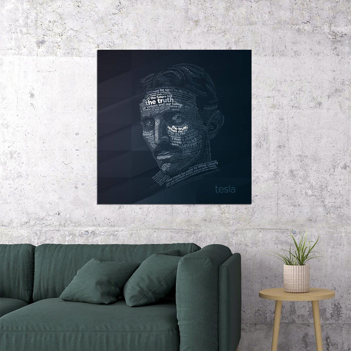 Nikola Tesla Inspirational Poster Famous Inventor Motivational Wall Art