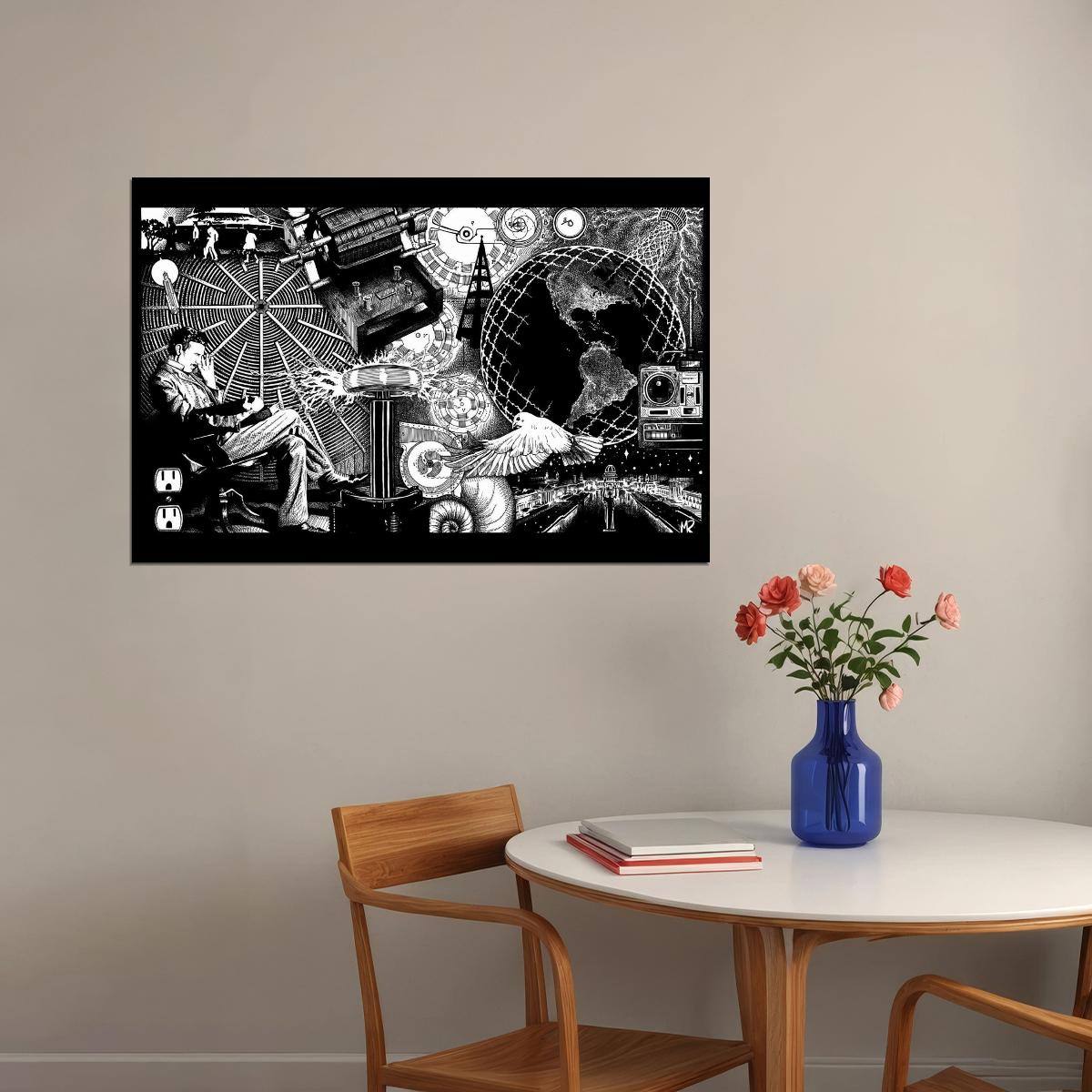 Nikola Tesla Inspirational Poster Famous Inventor Motivational Wall Art